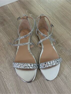 Women's Silver Jeweled Strappy Sandals